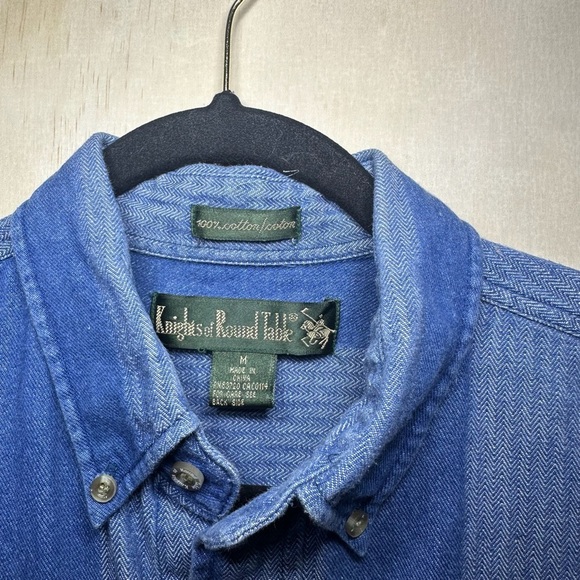 Knights of round table blue striped button-up shirt 100% cotton size medium - Picture 4 of 9